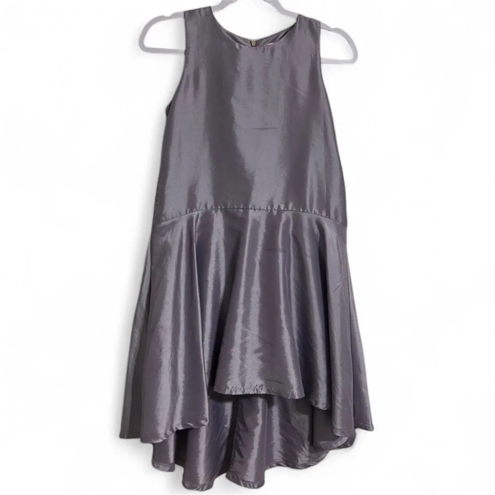 GB Girls Purple Satin Taffeta High Low Drop Waist W/Pockets Dress Size 12
